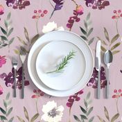 Watercolor Florals on Light Purple Background