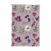 Watercolor Florals on Light Purple Background