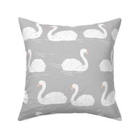 Swans in the Pond (Larger Version) - Grey by Andrea Lauren 