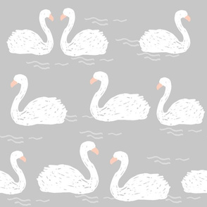 Swans in the Pond (Larger Version) - Grey by Andrea Lauren 