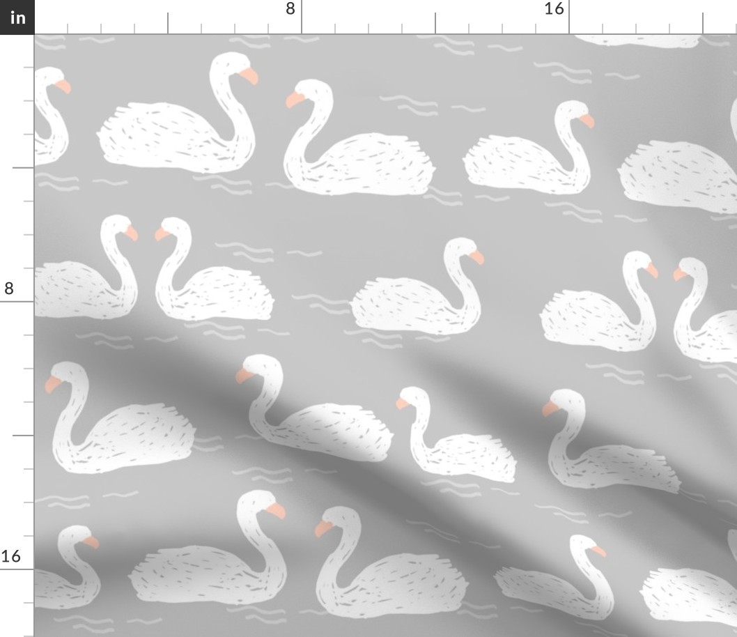 Swans in the Pond (Larger Version) - Grey by Andrea Lauren 