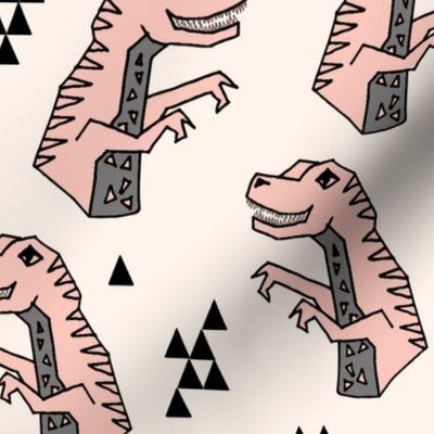 dinosaurs // pink dino dinos dinosaurs prehistoric kids dinos trex t-rex tyrannosaurus rex fabric