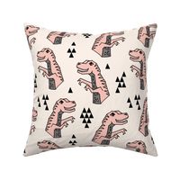 dinosaurs // pink dino dinos dinosaurs prehistoric kids dinos trex t-rex tyrannosaurus rex fabric