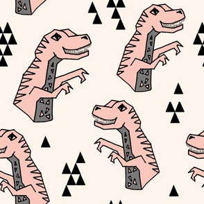 dinosaurs // pink dino dinos dinosaurs prehistoric kids dinos trex t-rex tyrannosaurus rex fabric