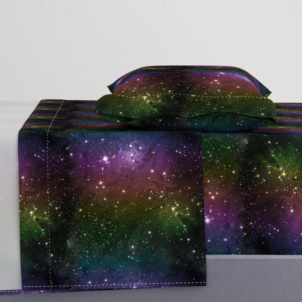 Rainbow Galaxy Fabric Outer Space Stars