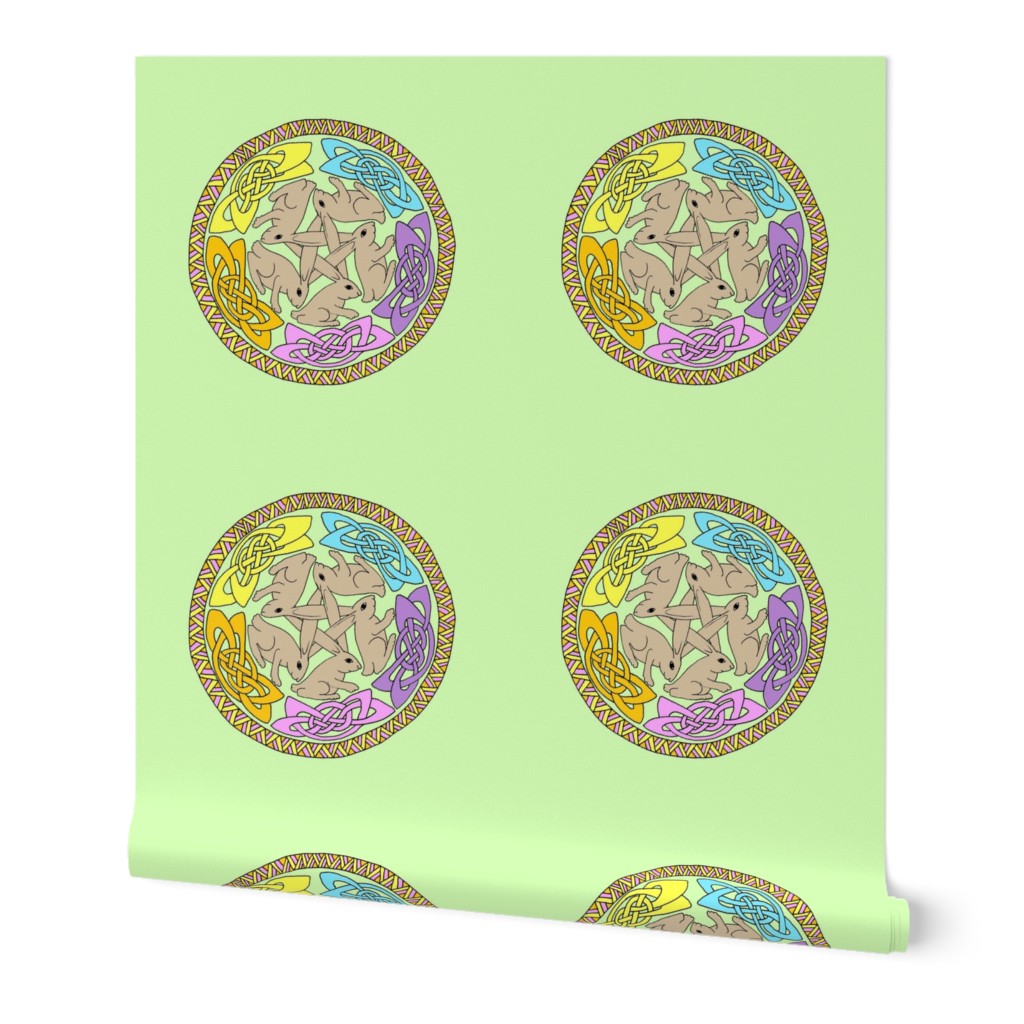 five rabbits mandala fabric