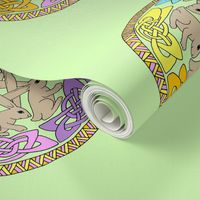 five rabbits mandala fabric