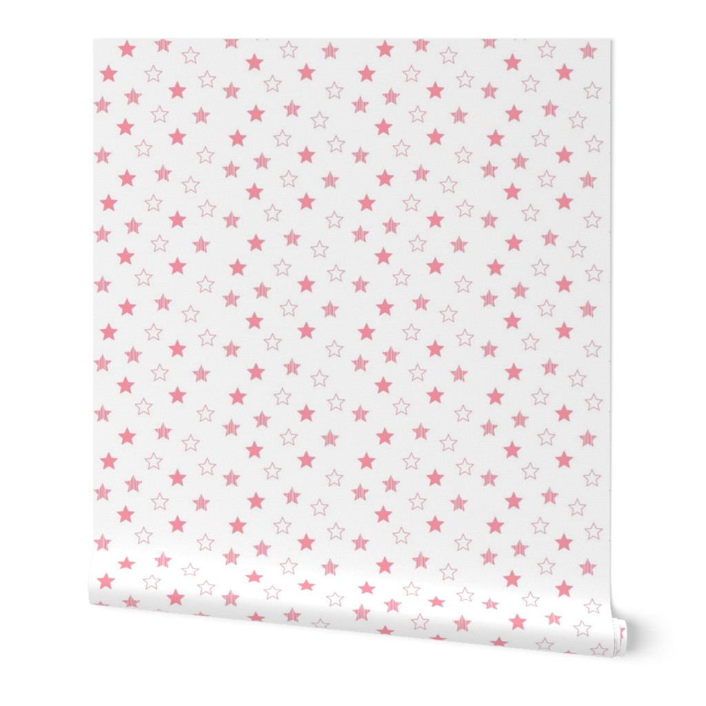 Stars Scattered - Coral on White