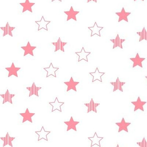 Stars Scattered - Coral on White