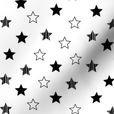 Stars Scattered - Black on White