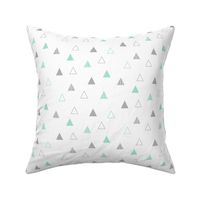 Cheeky Triangles - Mint & Gray on White