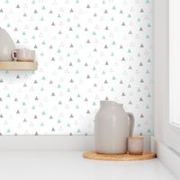 Cheeky Triangles - Mint & Gray on White