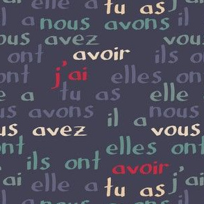 Avoir - the French verb "to have" (blue grey)