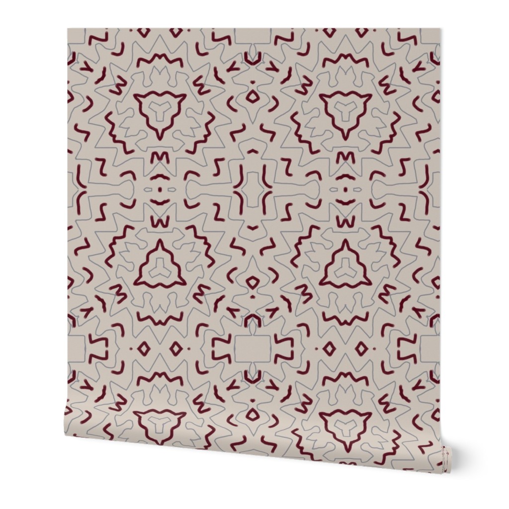 Maroon Gray Line Kaleidoscope -01