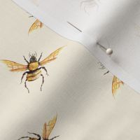 Golden Bees on Cream Background
