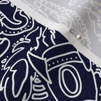 Paisley - Cosmic Paisley White on Navy