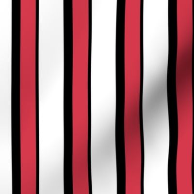 Framboise Red on Black and White Stripe 