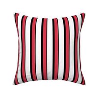 Framboise Red on Black and White Stripe 