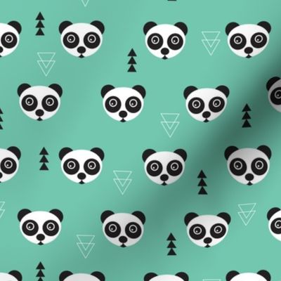 Cute geometric panda bear zoo mint gender neutral animals design