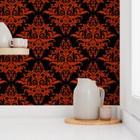 Calvarium Damask - red on black