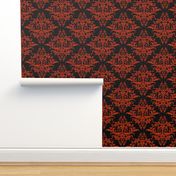 Calvarium Damask - red on black