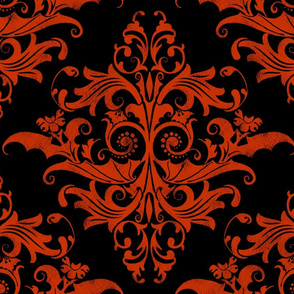 Calvarium Damask - red on black