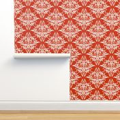 Calvarium Damask - white on red