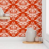 Calvarium Damask - white on red