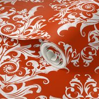 Calvarium Damask - white on red