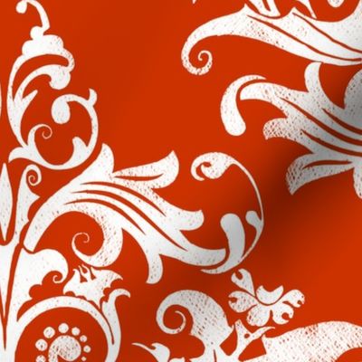 Calvarium Damask - white on red