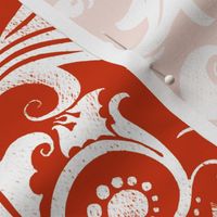 Calvarium Damask - white on red