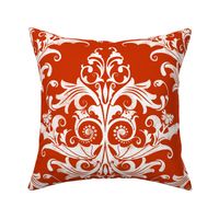 Calvarium Damask - white on red