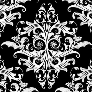 Calvarium Damask - white on black