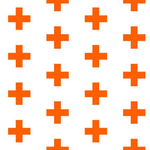 Orange Crosses on White - Orange Plus Sign