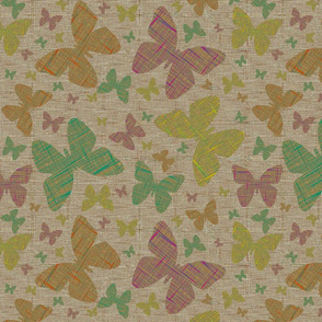 Floating Flowers on Beige Static Weave