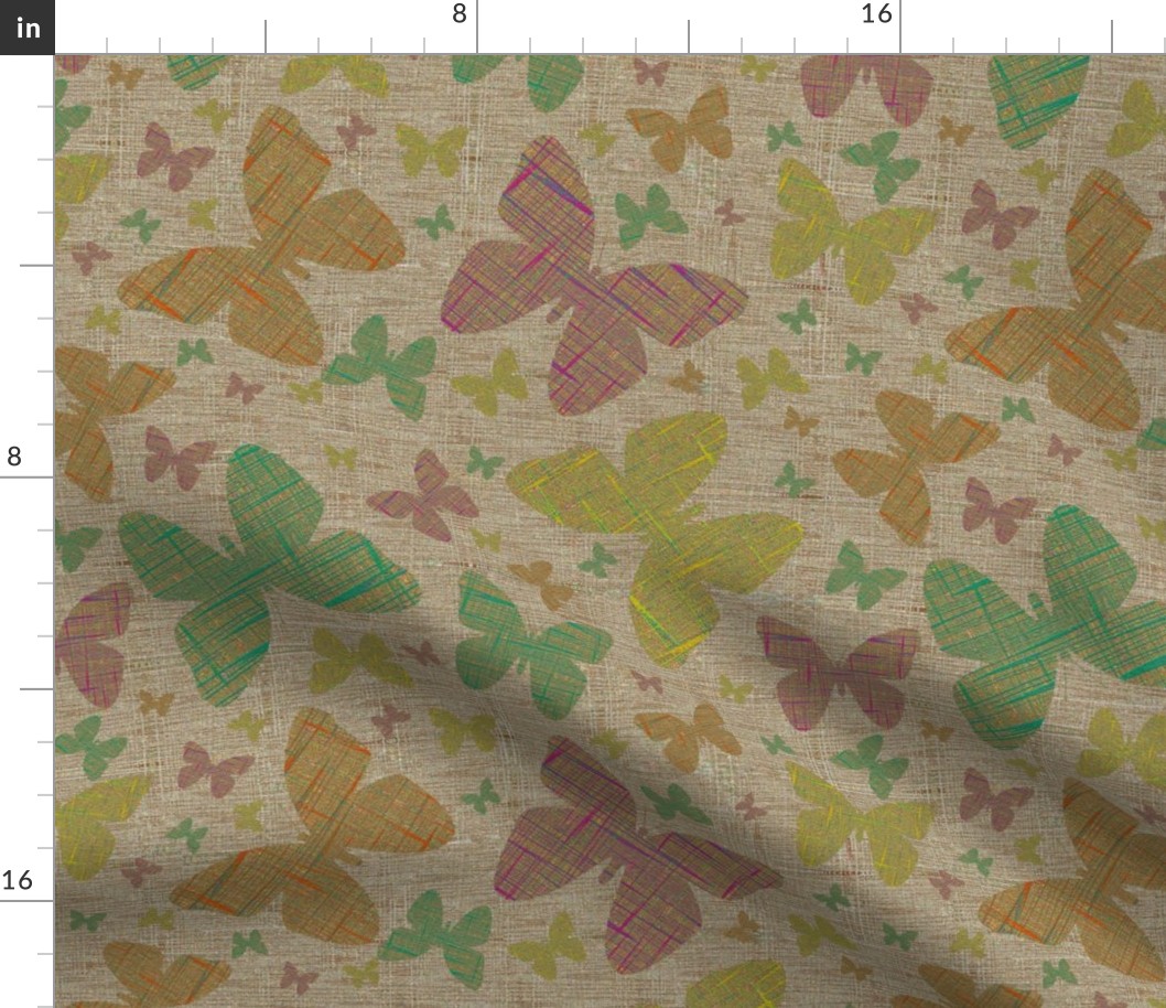 Floating Flowers on Beige Static Weave