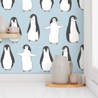 penguin // ice blue penguins pingu fabric birds winter design