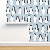 penguin // ice blue penguins pingu fabric birds winter design
