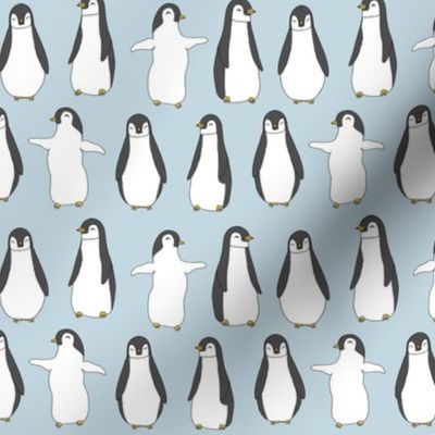 penguin // ice blue penguins pingu fabric birds winter design