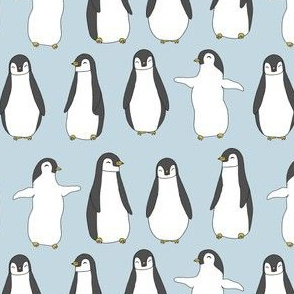 penguin // ice blue penguins pingu fabric birds winter design