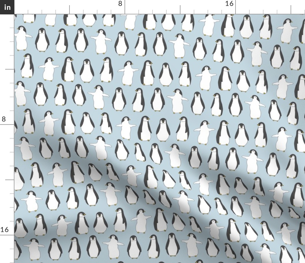 penguin // ice blue penguins pingu fabric birds winter design