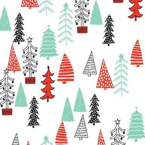 christmas tree forest // red and green holiday christmas trees forest xmas holiday christmas designs