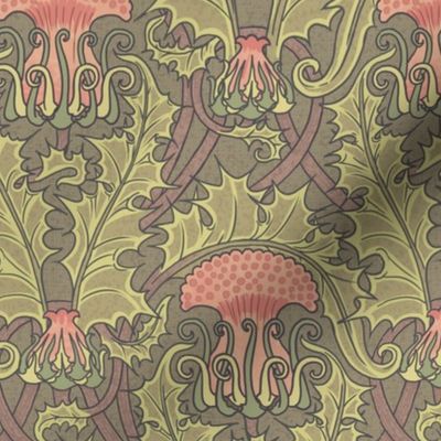 Art Nouveau Thistle Damask