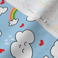 Kawaii Hearts, Rainbows, and Clouds in Blue