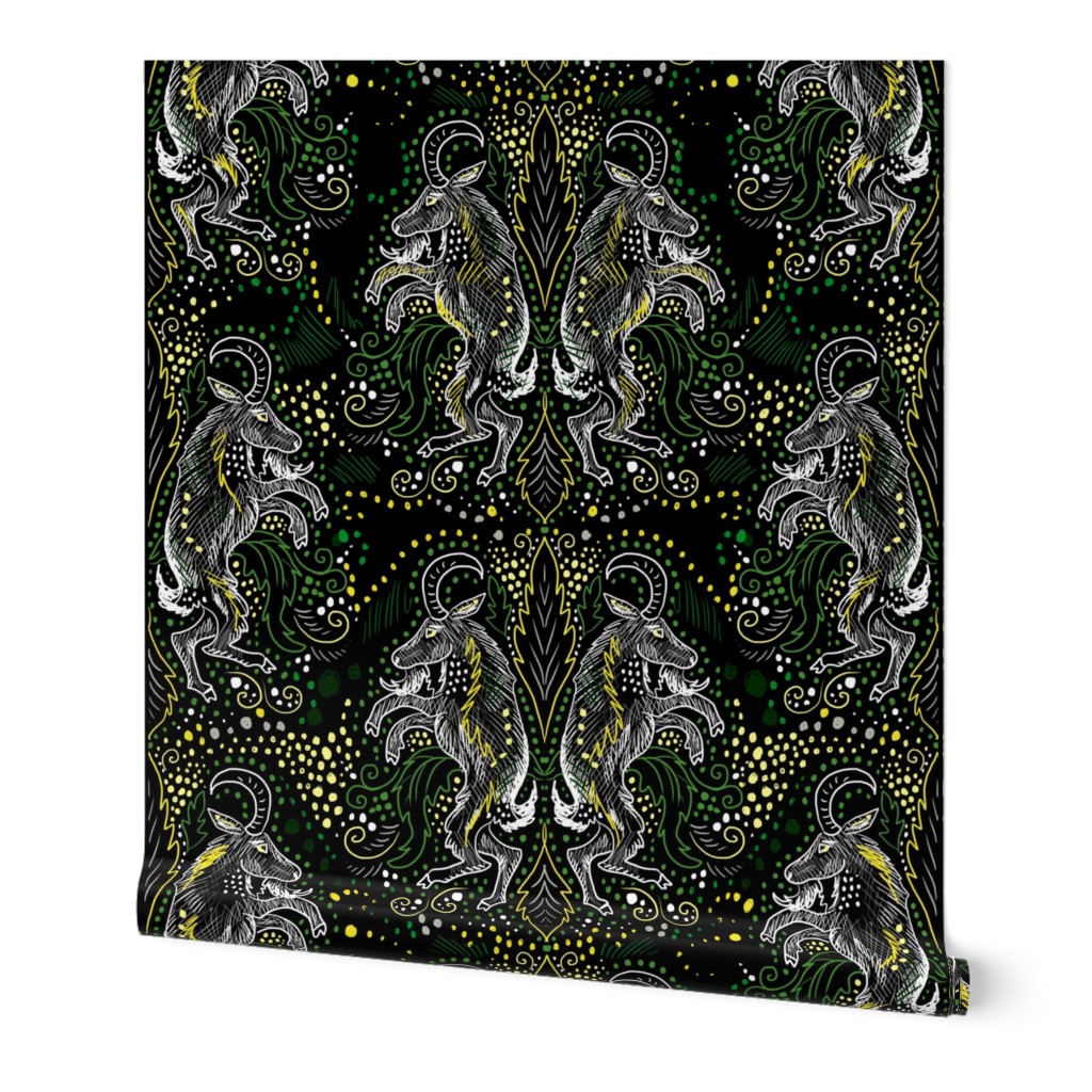 midnight goat damask