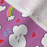 Kawaii Hearts, Rainbows, and Clouds in Orchid