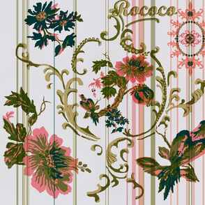 paradise rococo / taupe and pink stripe