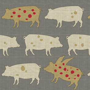 When Pigs Fly Tweed with Red Dots