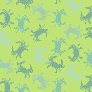 Crabs on Lime Colored Background