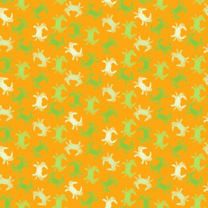 Green Toned Crabs on Orange